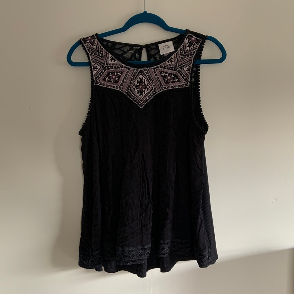 Embroidered Knox Rose tank top